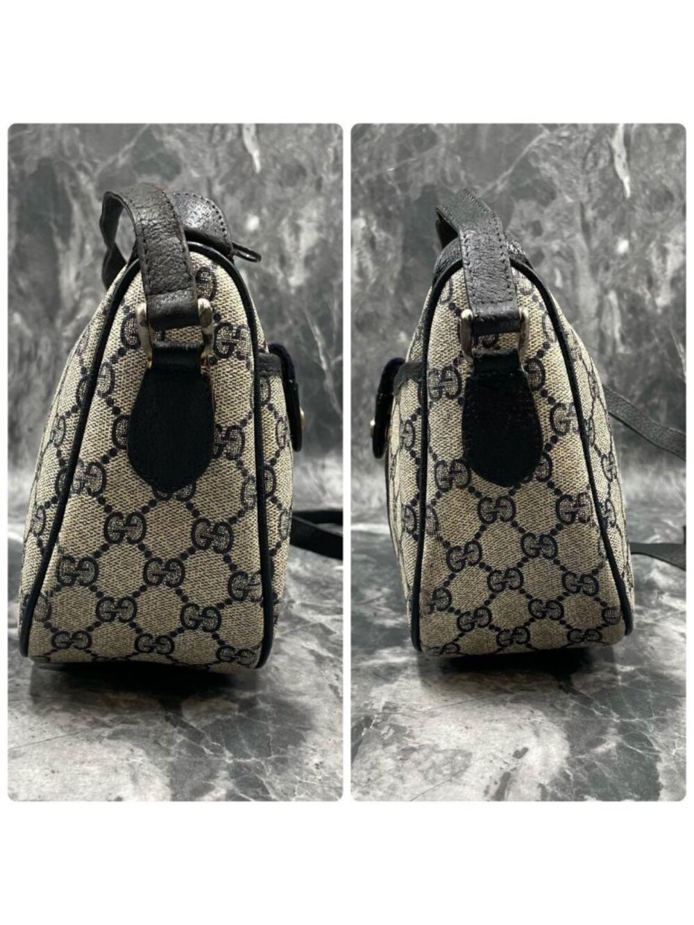 Gucci GG Sherry Line Shoulder Bag Navy Logo - Picture 7 of 10